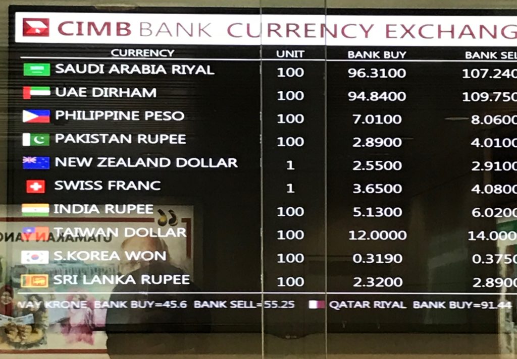 クアラルンプール国際空港での両替レート